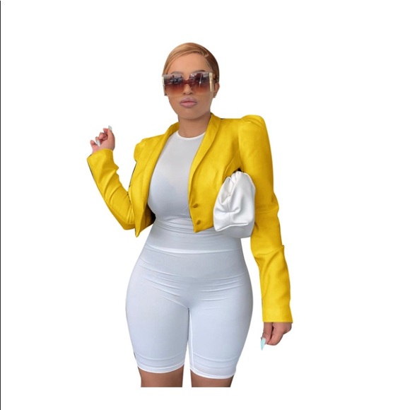 Yellow Cropped Jacket - Picture 2 of 2